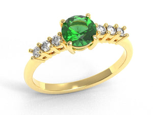 Round Emerald Ring With Diamonds | Luxe Vert IV