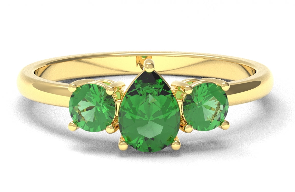 Pear And Round Emeralds Ring | Luxe Vert VI