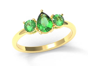 Pear And Round Emeralds Ring | Luxe Vert VI