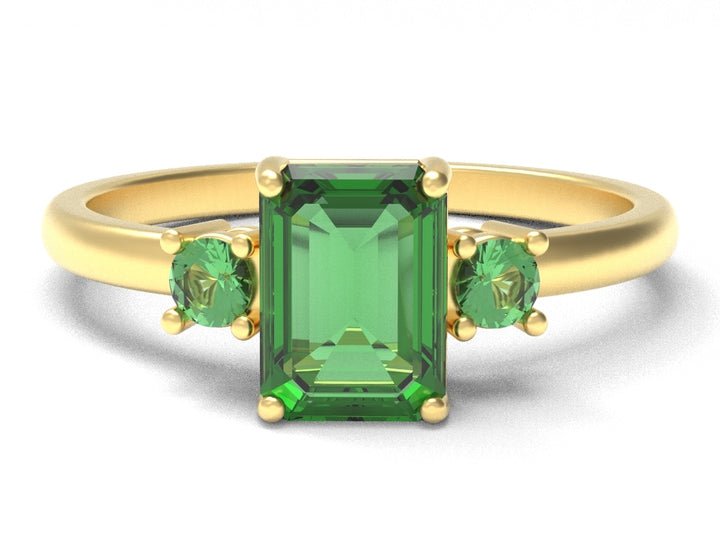 Octagon And Round Emeralds Ring | Luxe Vert VIII
