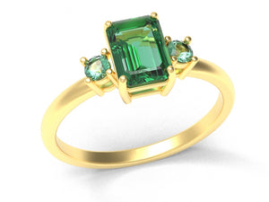 Octagon And Round Emeralds Ring | Luxe Vert VIII