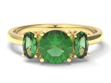 Load image into Gallery viewer, Round And Oval Emeralds Ring | Luxe Vert IX
