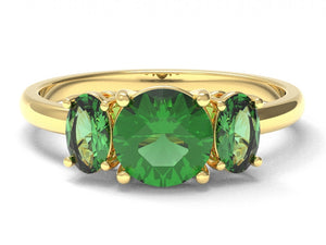 Round And Oval Emeralds Ring | Luxe Vert IX