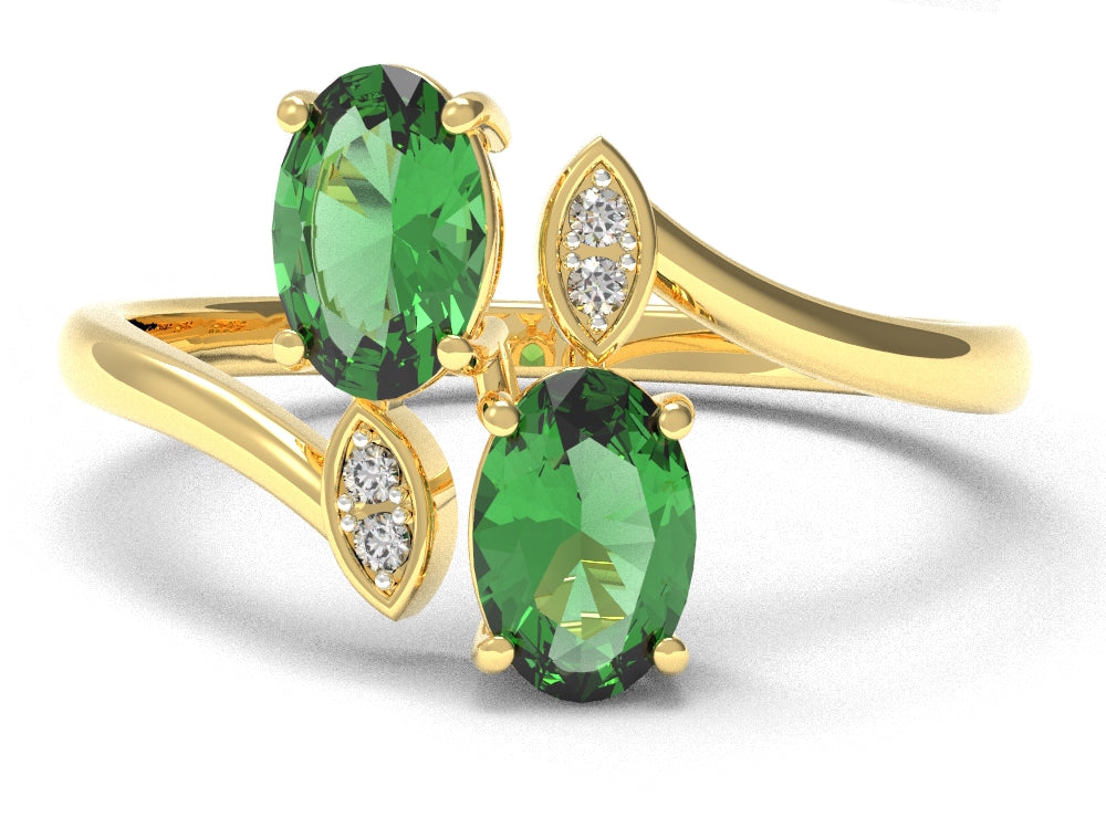 Oval Emeralds And Diamonds Toi Moi Ring | Luxe Vert XI