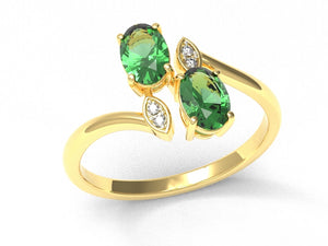 Oval Emeralds And Diamonds Toi Moi Ring | Luxe Vert XI