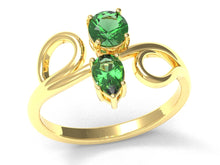 Load image into Gallery viewer, Round And Pear Emerald Toi Moi Ring | Luxe Vert XII
