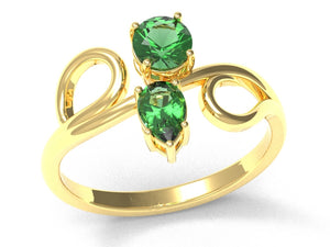 Round And Pear Emerald Toi Moi Ring | Luxe Vert XII