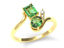 Load image into Gallery viewer, Octagon And Oval Emerald Toi Moi Ring With Diamonds | Luxe Vert XIII
