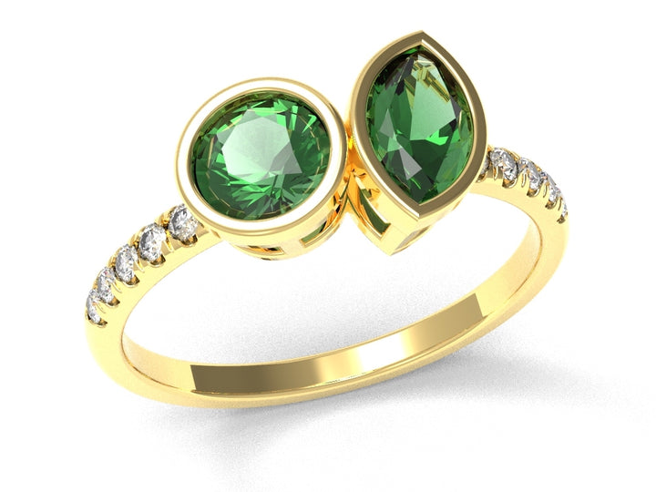 Round And Marquise Emerald Ring With Diamonds | Luxe Vert XIV