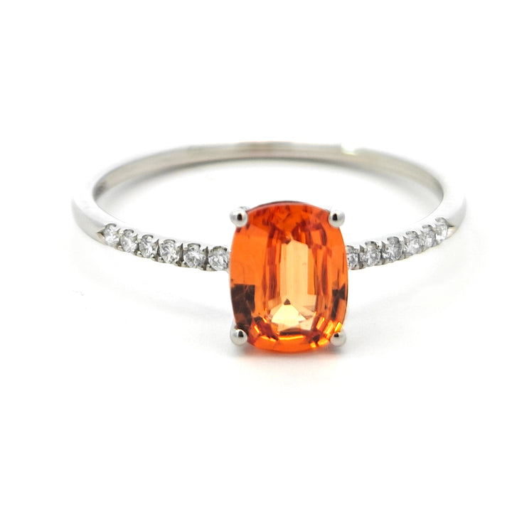 Spessartite Garnet and Diamond Ring in Platinum 950