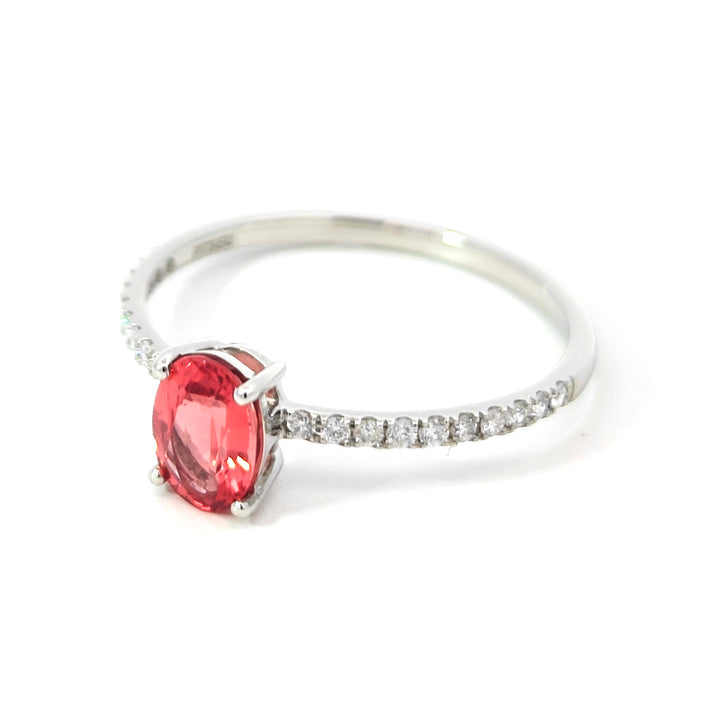 Platinum 950 Ring with Pink Oval Mahenge Spinel & Diamonds