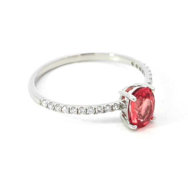 Platinum 950 Ring with Pink Oval Mahenge Spinel & Diamonds