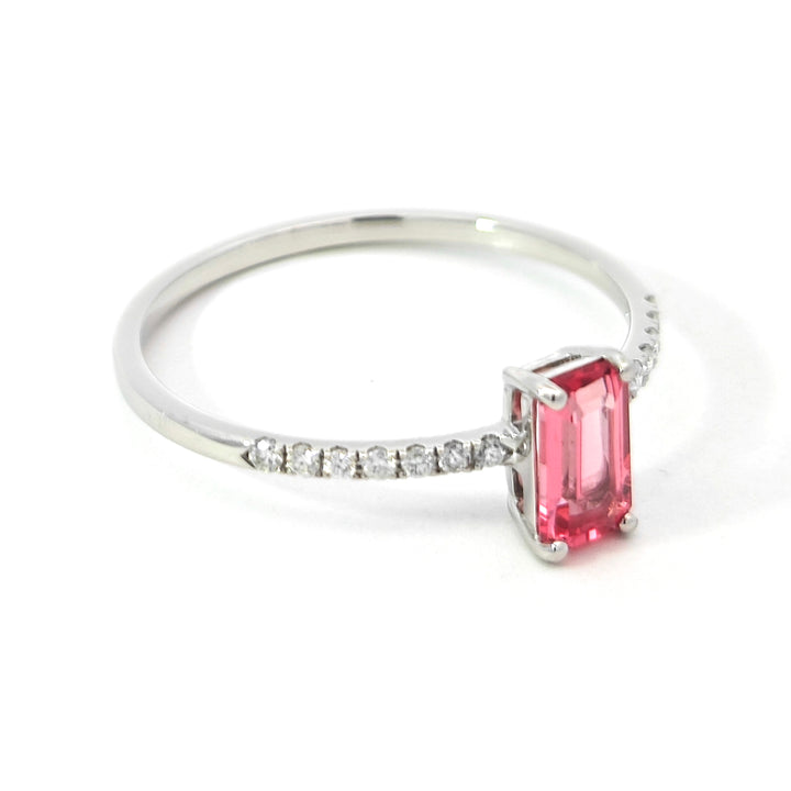Platinum 950 Ring with Octagon Pink Mahenge Spinel & Diamonds