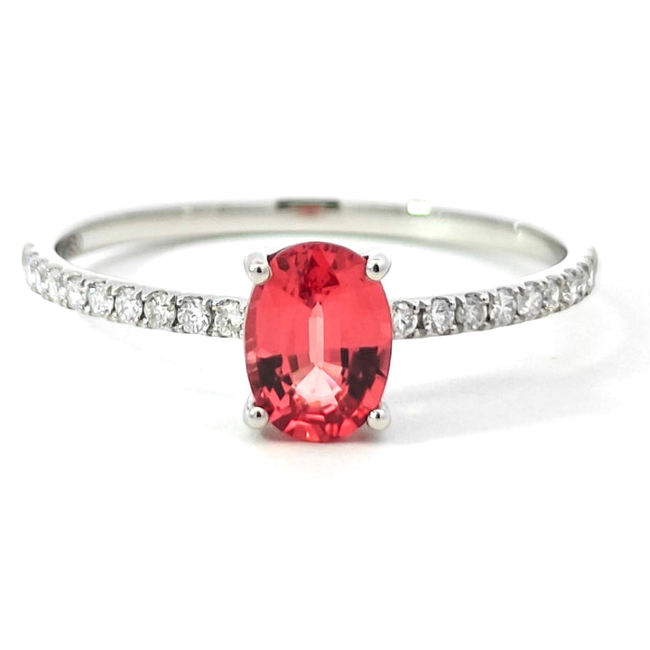 Platinum 950 Ring with Pink Oval Mahenge Spinel & Diamonds
