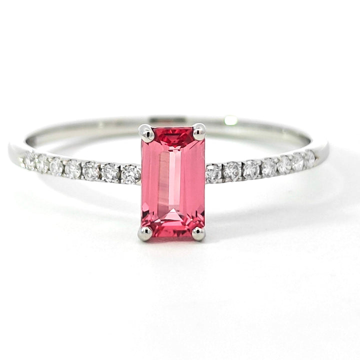 Platinum 950 Ring with Octagon Pink Mahenge Spinel & Diamonds