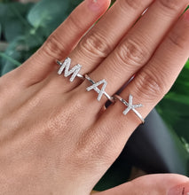Load image into Gallery viewer, Letter R Ring In Gold Or Silver With Diamonds
