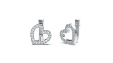 Load image into Gallery viewer, Heart Shape Earrings Encrusted with Round White Diamonds | Fête Jubilee I
