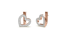 Load image into Gallery viewer, Heart Shape Earrings Encrusted with Round White Diamonds | Fête Jubilee I
