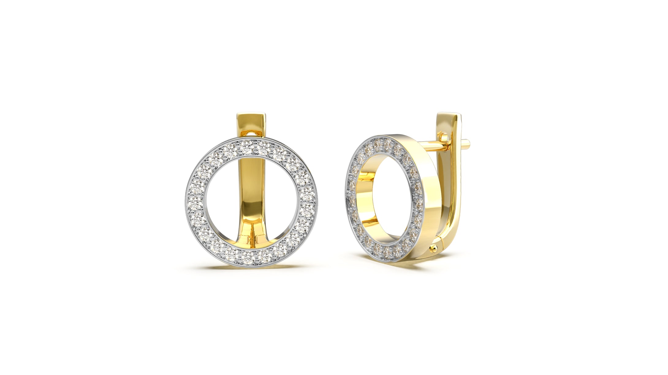 Circle Earrings Encrusted with Round White Diamonds | Fête Jubilee II