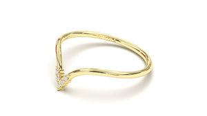 Stackable Ring with V Shaped Design with Round White Diamonds | Mix & Match Trio III