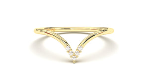 Stackable Ring with V Shaped Design with Round White Diamonds | Mix & Match Trio III