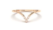 Load image into Gallery viewer, Stackable Ring with V Shaped Design with Round White Diamonds | Mix &amp; Match Trio III
