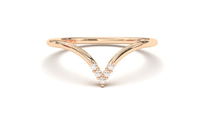 Stackable Ring with V Shaped Design with Round White Diamonds | Mix & Match Trio III