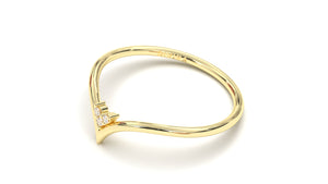 Stackable Ring with V Shaped Design with Three Round White Diamonds | Mix & Match Trio I