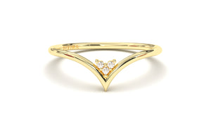 Stackable Ring with V Shaped Design with Three Round White Diamonds | Mix & Match Trio I