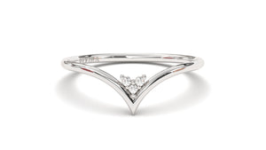 Stackable Ring with V Shaped Design with Three Round White Diamonds | Mix & Match Trio I