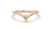 Load image into Gallery viewer, Stackable Ring with V Shaped Design with Three Round White Diamonds | Mix &amp; Match Trio I
