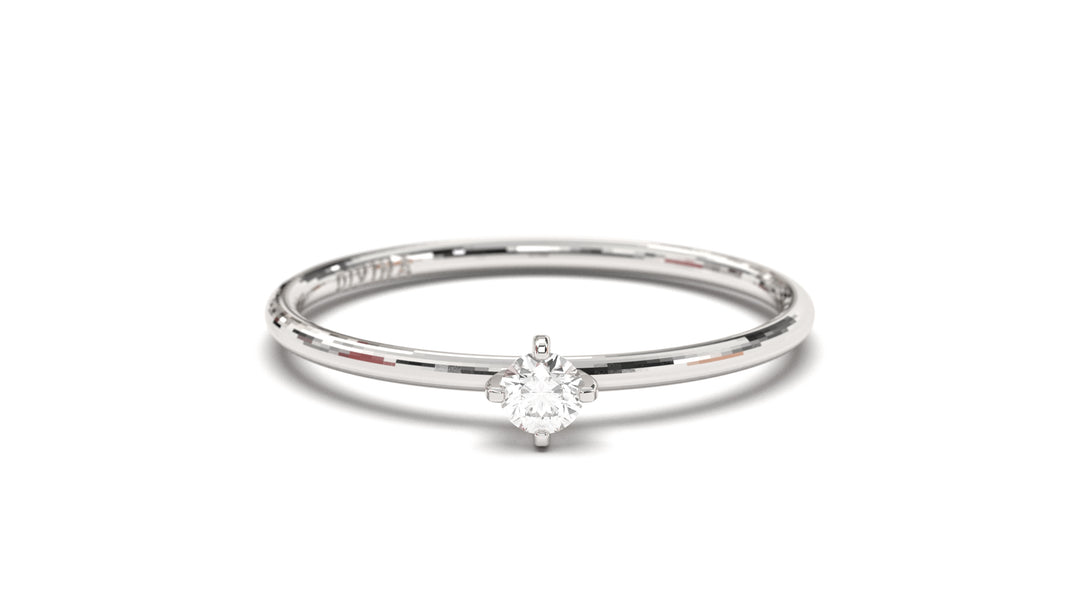 Stackable Ring with a Solitaire Round White Diamond | Mix & Match Trio V