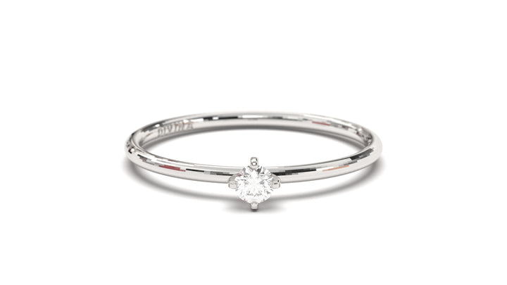 Stackable Ring with a Solitaire Round White Diamond | Mix & Match Trio V