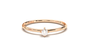 Stackable Ring with a Solitaire Round White Diamond | Mix & Match Trio V