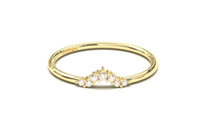 Stackable Ring with V-Shaped Design with Various Sizes of Round White Diamonds | Mix & Match Trio IV