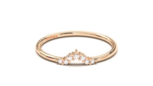 Stackable Ring with V-Shaped Design with Various Sizes of Round White Diamonds | Mix & Match Trio IV