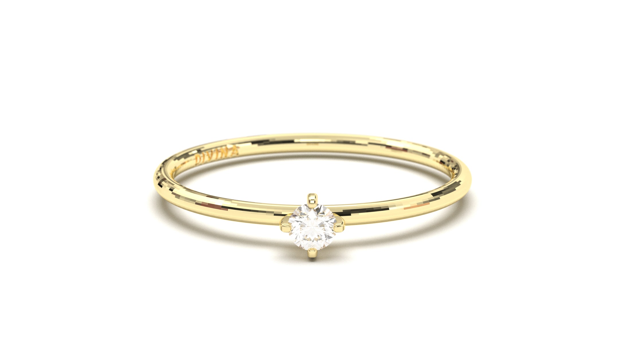 Stackable Ring with a Solitaire Round White Diamond | Mix & Match Trio V
