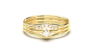 Stackable Ring with a Solitaire Round White Diamond | Mix & Match Trio V