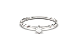 Stackable Ring with a Solitaire White Round Diamond | Mix & Match Trio VIII