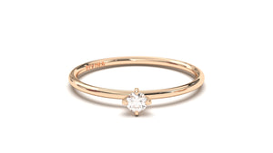Stackable Ring with a Solitaire White Round Diamond | Mix & Match Trio VIII