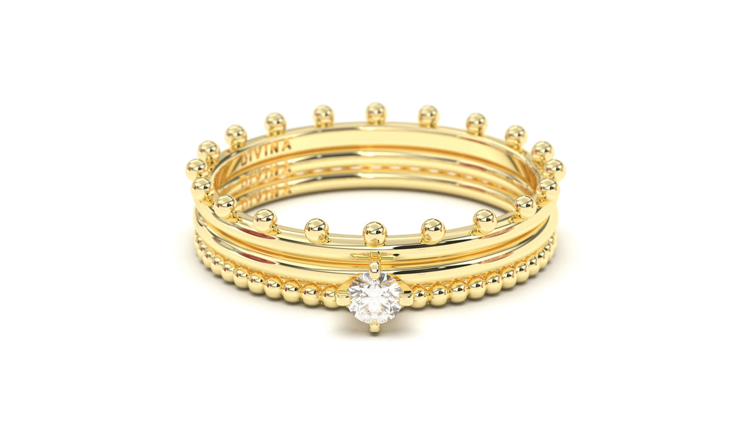 Stackable Ring with Spherical Elements in the Design | Mix & Match Trio VII