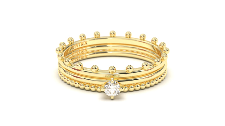 Stackable Ring with Spherical Elements in the Design | Mix & Match Trio VII
