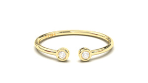 Stackable Ring with Open Design where Two Round White Diamonds are Facing Each Other | Mix & Match Trio XII