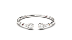 Stackable Ring with Open Design where Two Round White Diamonds are Facing Each Other | Mix & Match Trio XII