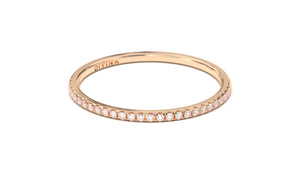 Stackable Ring with Round White Diamonds on Half Shank  | Mix & Match Trio XI