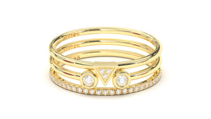 Stackable Ring with Open Design where Two Round White Diamonds are Facing Each Other | Mix & Match Trio XII