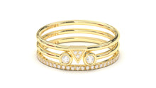 Load image into Gallery viewer, Stackable Ring with Round White Diamonds on Half Shank  | Mix &amp; Match Trio XI
