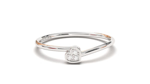 Stackable Ring with Round White Diamonds Inside a Heart | Mix & Match Duo II