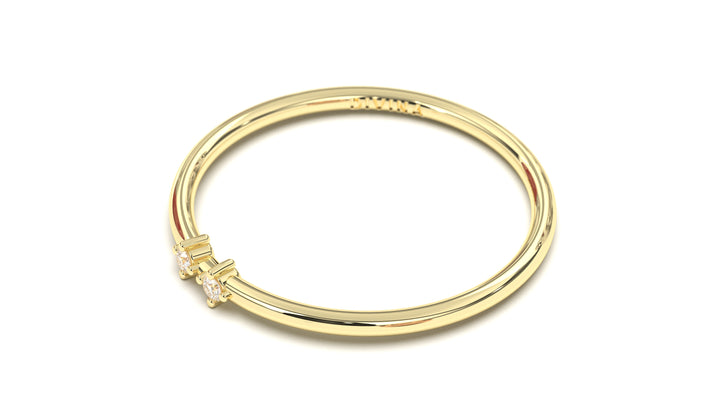Stackable Ring with Two Round White Diamonds | Mix & Match Trio XIV