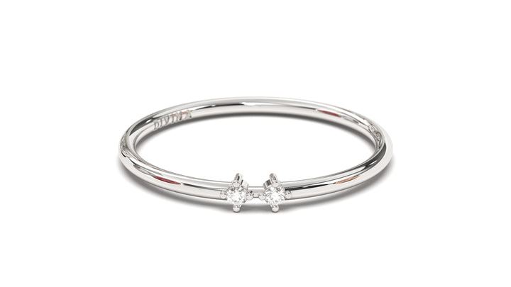 Stackable Ring with Two Round White Diamonds | Mix & Match Trio XIV